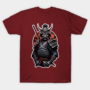 Ancient Japanese Warrior with Katana Sword in Vintage Armor T-Shirt